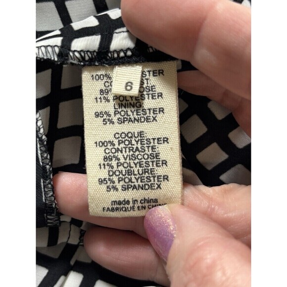 L'agence Dress Black White Check Window Pane Check Print 6 Lined - Picture 8 of 13